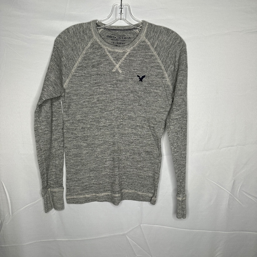 American Eagle Grey Long Sleeve Waffle Tee
